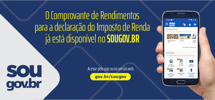 Comprovante de Rendimentos para o IRPF 2026 está disponível no SOUGOV.BR